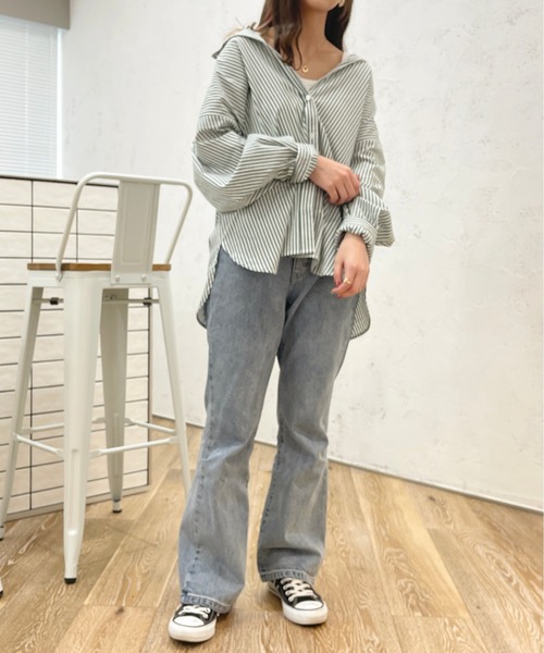 apres jour（アプレジュール）の「ストライプルーズシャツ【ZOZOTOWN限定アイテム】（シャツ/ブラウス・レディース・グリーン系その他/ネイビー/ライトピンク/ライトグレー・X-LARGE/フリー）」の15枚目の写真