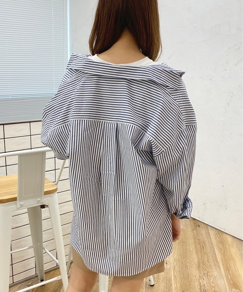 apres jour（アプレジュール）の「ストライプルーズシャツ【ZOZOTOWN限定アイテム】（シャツ/ブラウス・レディース・グリーン系その他/ネイビー/ライトピンク/ライトグレー・X-LARGE/フリー）」の20枚目の写真