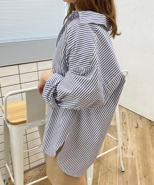 apres jour（アプレジュール）の「ストライプルーズシャツ【ZOZOTOWN限定アイテム】（シャツ/ブラウス・レディース・グリーン系その他/ネイビー/ライトピンク/ライトグレー・X-LARGE/フリー）」の21枚目の写真