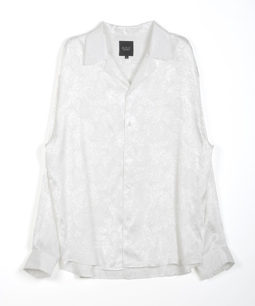 G.O.C（ジーオーシー）の「ペイズリー ジャガード オープン カラー サテンシャツ（シャツ/ブラウス・メンズ・ホワイト/ブラック/ブルーグリーン・MEDIUM/LARGE）」の7枚目の写真