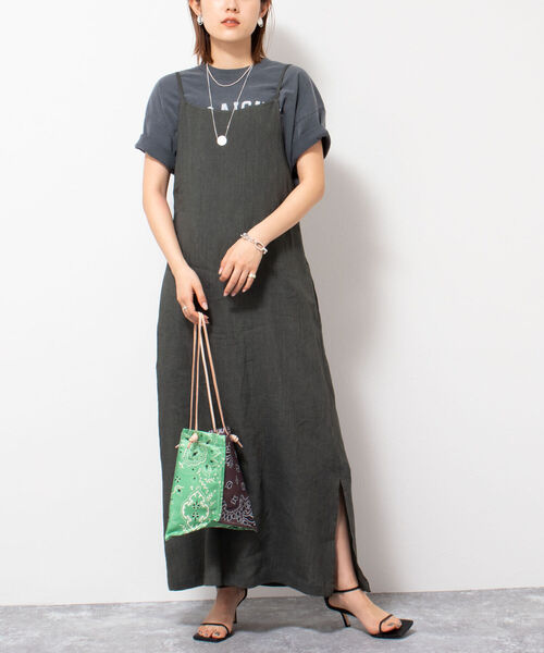 R JUBILEE（アールジュビリー）の「◇【WEB限定】【R JUBILEE/アール ジュビリー】Apron Cami-Dress（ワンピース・レディース・パープル/カーキ・FREE）」の4枚目の写真