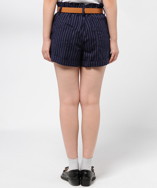 one after another NICE CLAUP（ワンアフターアナザーナイスクラップ）の「【non-no4月号掲載 ナイスクラップ】ベルト付ハイウェストショートパンツ（その他パンツ・レディース・オフホワイト/ブルー系その他/インディゴブルー/ストライプ・FREE）」の13枚目の写真