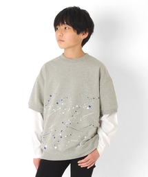 GLAZOS | ストレッチミニ裏毛・ペイントプリント半袖トレーナー【セットアップ対応】(スウェット)