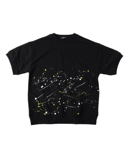 GLAZOS（グラソス）の「ストレッチミニ裏毛・ペイントプリント半袖トレーナー【セットアップ対応】（スウェット・キッズ・ブラック/グレー・150cm/160cm/170cm/140cm/130cm）」の3枚目の写真