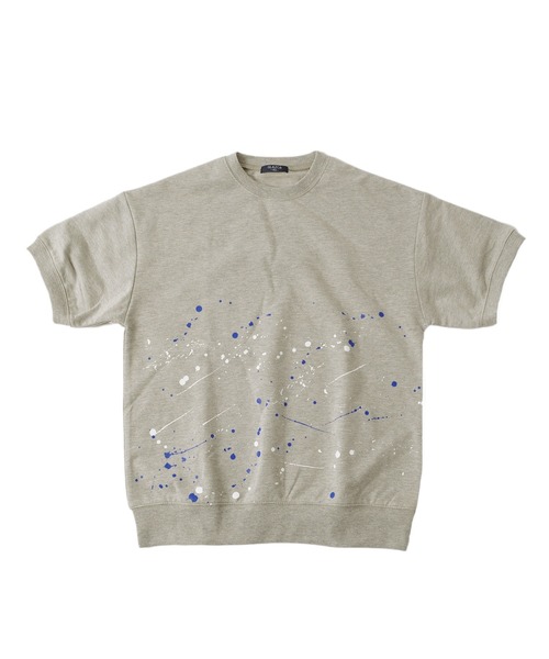 GLAZOS（グラソス）の「ストレッチミニ裏毛・ペイントプリント半袖トレーナー【セットアップ対応】（スウェット・キッズ・ブラック/グレー・150cm/160cm/170cm/140cm/130cm）」の4枚目の写真