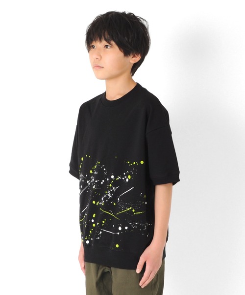 GLAZOS（グラソス）の「ストレッチミニ裏毛・ペイントプリント半袖トレーナー【セットアップ対応】（スウェット・キッズ・ブラック/グレー・150cm/160cm/170cm/140cm/130cm）」の7枚目の写真