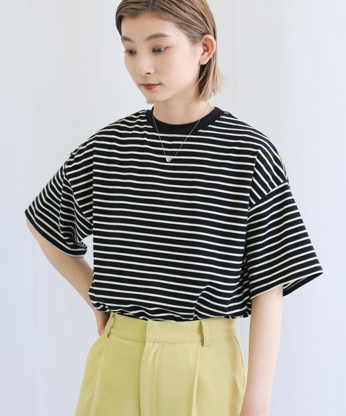 select MOCA(セレクトモカ)の「ボーダーオーバーTシャツ(Tシャツ/カットソー・レディース・ブラック/オレンジ/ブルー・FREE)」の11枚目の写真