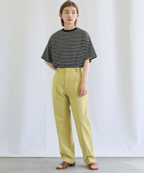 select MOCA(セレクトモカ)の「ボーダーオーバーTシャツ(Tシャツ/カットソー・レディース・ブラック/オレンジ/ブルー・FREE)」の5枚目の写真