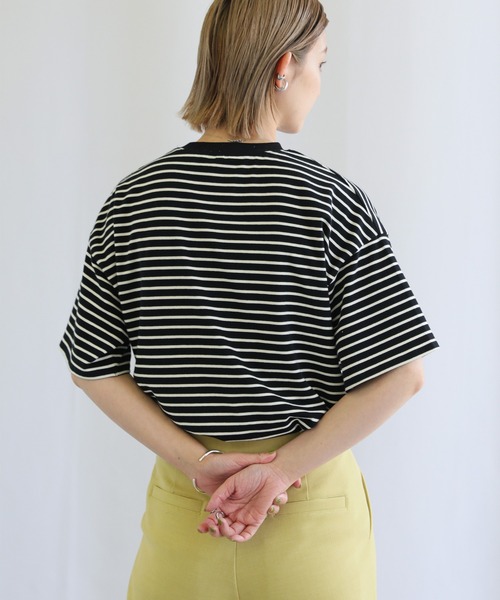 select MOCA(セレクトモカ)の「ボーダーオーバーTシャツ(Tシャツ/カットソー・レディース・ブラック/オレンジ/ブルー・FREE)」の13枚目の写真