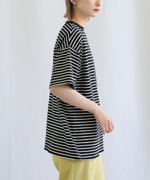 select MOCA(セレクトモカ)の「ボーダーオーバーTシャツ(Tシャツ/カットソー・レディース・ブラック/オレンジ/ブルー・FREE)」の15枚目の写真