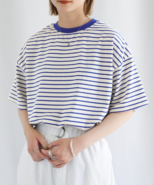 select MOCA（セレクトモカ）の「ボーダーオーバーTシャツ（Tシャツ