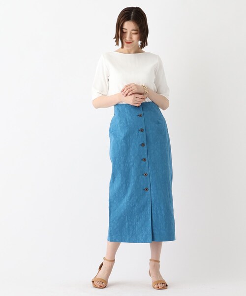 OPAQUE.CLIP（オペークドットクリップ）の「◆GIZAコットン ストレッチリブカットソー【WEB限定サイズ】（Tシャツ/カットソー・レディース・ホワイト系/ブラック/グリーン/サンドベージュ/ブルー/ブラウン・34/36/38/40/42）」の20枚目の写真