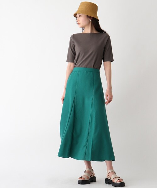 OPAQUE.CLIP（オペークドットクリップ）の「◆GIZAコットン ストレッチリブカットソー【WEB限定サイズ】（Tシャツ/カットソー・レディース・ホワイト系/ブラック/グリーン/サンドベージュ/ブルー/ブラウン・34/36/38/40/42）」の10枚目の写真