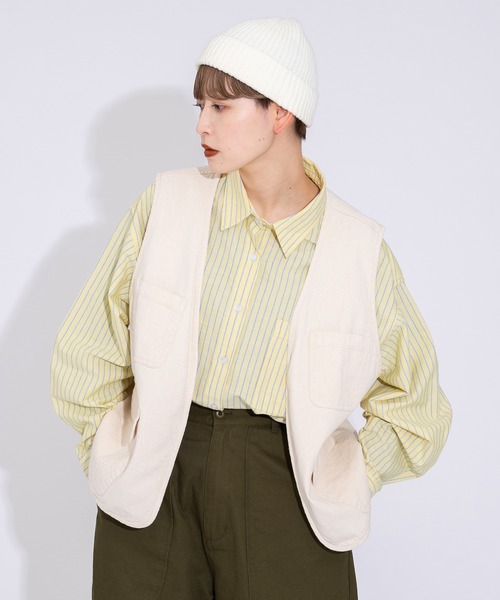 kutir(クティール)の「デニムフィッシングベスト(ベスト・レディース・ライトブルー/オフホワイト/ブルー・FREE)」の4枚目の写真