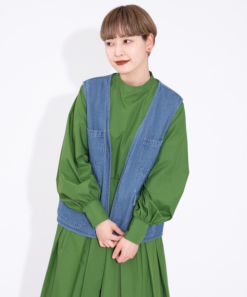 kutir(クティール)の「デニムフィッシングベスト(ベスト・レディース・ライトブルー/オフホワイト/ブルー・FREE)」の9枚目の写真