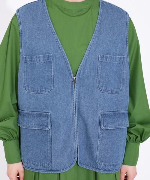 kutir(クティール)の「デニムフィッシングベスト(ベスト・レディース・ライトブルー/オフホワイト/ブルー・FREE)」の19枚目の写真