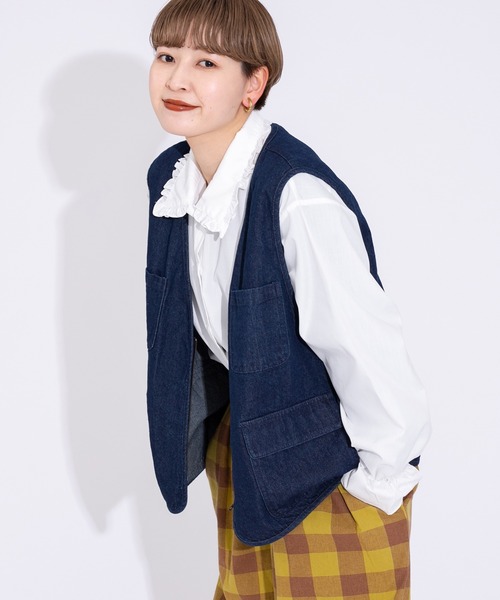 kutir(クティール)の「デニムフィッシングベスト(ベスト・レディース・ライトブルー/オフホワイト/ブルー・FREE)」の14枚目の写真