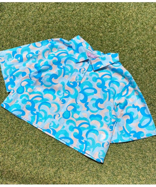 WC(ダブル シー)の「カモフラ半袖ポロ(シャツ/ブラウス・レディース・グリーン/オレンジ/ブルー・FREE)」の2枚目の写真