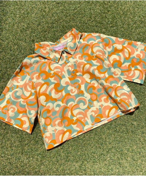 WC(ダブル シー)の「カモフラ半袖ポロ(シャツ/ブラウス・レディース・グリーン/オレンジ/ブルー・FREE)」の1枚目の写真