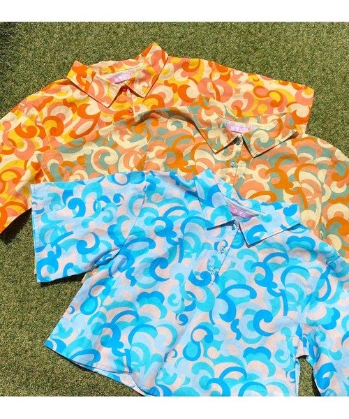 WC(ダブル シー)の「カモフラ半袖ポロ(シャツ/ブラウス・レディース・グリーン/オレンジ/ブルー・FREE)」の11枚目の写真