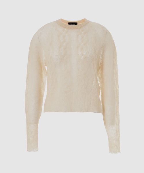 Simone Rocha(シモーネロシャ)の「CROPPED CABLE KNIT LONG SLEEVE JUMPER(ニット/セーター・レディース・ブラック/グリーン系その他/ローズ・S/XS)」の3枚目の写真