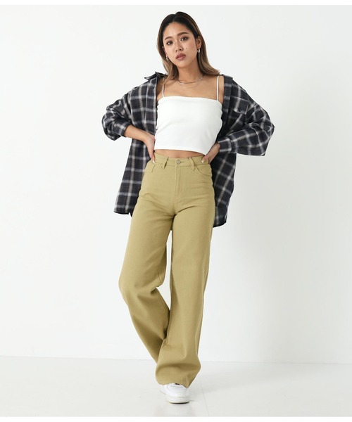 ANAP（アナップ）の「ツイルワイドパンツ（その他パンツ・レディース・ベージュ/ブラック・M/L/S）」の5枚目の写真