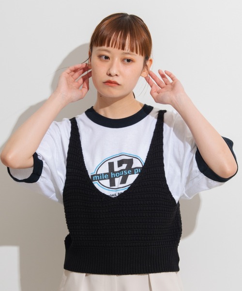 MERLOT(メルロー)の「タンクビスチェ(タンクトップ・レディース・ブラック/アイボリー・FREE)」の4枚目の写真