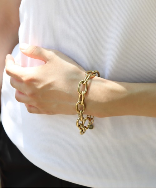 ieLS(イエルズ)の「金属アレルギー対応 「ieLS」ステンレス ボリュームチェーンブレスレット(ブレスレット・メンズ・シルバー/ゴールド・ONE SIZE)」の7枚目の写真