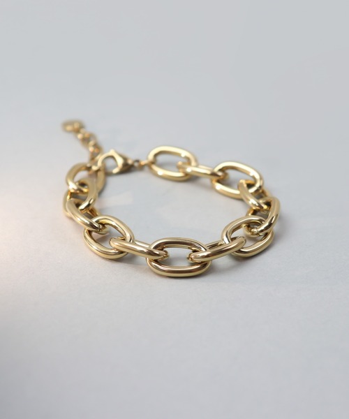 ieLS(イエルズ)の「金属アレルギー対応 「ieLS」ステンレス ボリュームチェーンブレスレット(ブレスレット・メンズ・シルバー/ゴールド・ONE SIZE)」の6枚目の写真