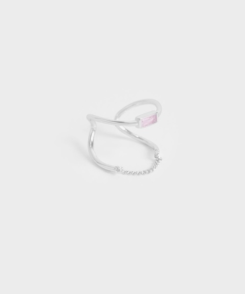 CHARLES & KEITH(チャールズ & キース)の「クリスタルエンベリッシュド スカルプチャーリング / Crystal-Embellished Sculptural Ring(リング・レディース・ライラック/ライトブルー・M/S)」の1枚目の写真