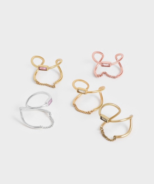 CHARLES & KEITH(チャールズ & キース)の「クリスタルエンベリッシュド スカルプチャーリング / Crystal-Embellished Sculptural Ring(リング・レディース・ライラック/ライトブルー・M/S)」の4枚目の写真