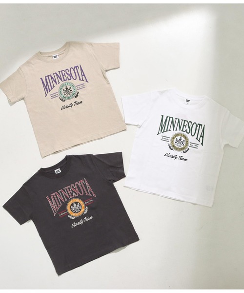 ANAP kids（アナップキッズ）の「カレッジプリントビッグTシャツ（Tシャツ/カットソー・キッズ・ベージュ/ホワイト/スミクロ・120cm/130cm/110cm）」の13枚目の写真