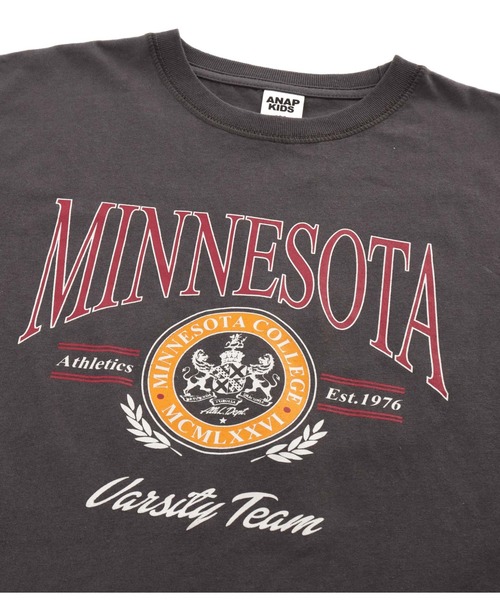 ANAP kids（アナップキッズ）の「カレッジプリントビッグTシャツ（Tシャツ/カットソー・キッズ・ベージュ/ホワイト/スミクロ・120cm/130cm/110cm）」の8枚目の写真