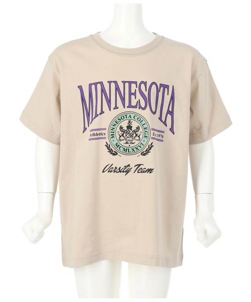 ANAP kids（アナップキッズ）の「カレッジプリントビッグTシャツ（Tシャツ/カットソー・キッズ・ベージュ/ホワイト/スミクロ・120cm/130cm/110cm）」の12枚目の写真