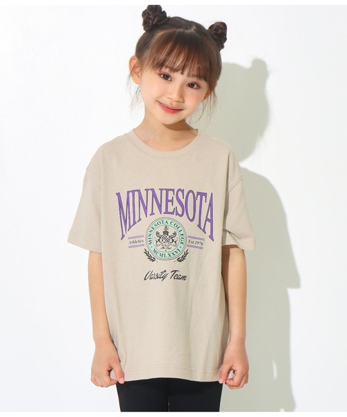 ANAP kids（アナップキッズ）の「カレッジプリントビッグTシャツ（Tシャツ/カットソー・キッズ・ベージュ/ホワイト/スミクロ・120cm/130cm/110cm）」の10枚目の写真