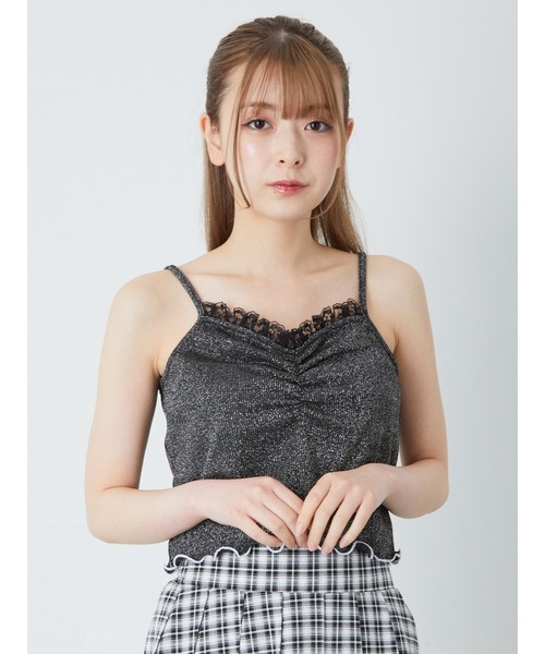 Ank Rouge(アンクルージュ)の「ラメテレコキャミ(キャミソール・レディース・ブラック/パープル/オフホワイト・M)」の3枚目の写真