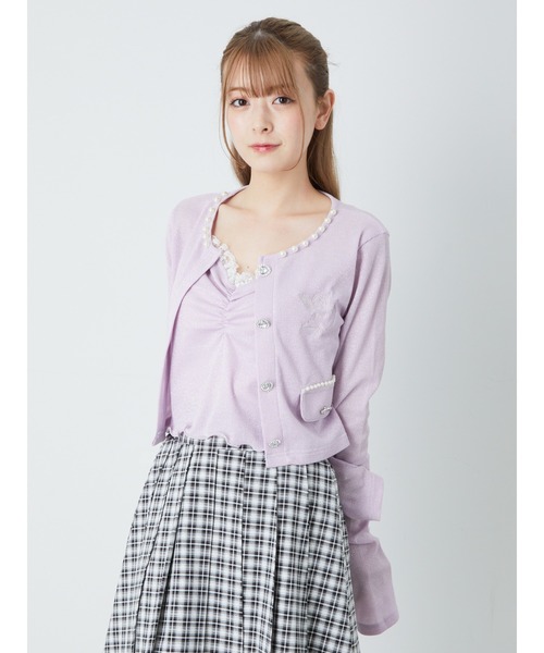 Ank Rouge(アンクルージュ)の「ラメテレコキャミ(キャミソール・レディース・ブラック/パープル/オフホワイト・M)」の14枚目の写真