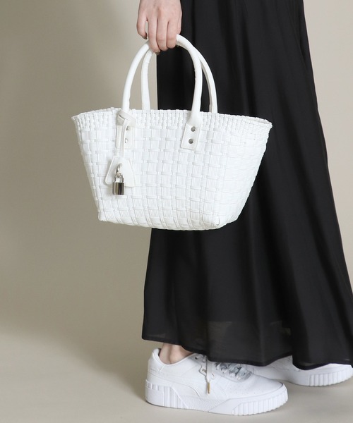 SMIR NASLI（サミールナスリ）の「【SMIR NASLI / サミールナスリ】キャンディーメルカドバスケットトートバッグＭ（かごバッグ・レディース・ホワイト/イエロー/グリーン・FREE）」の2枚目の写真