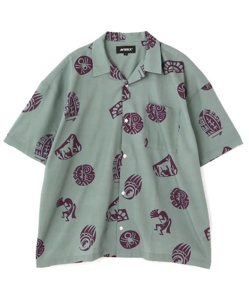 AVIREX（アヴィレックス）の「【直営店限定】半袖 シャツ ホピ / S/S SHIRT HOPI / アヴィレックス / AVIREX（シャツ/ブラウス・メンズ・ベージュ/グレー・MEDIUM/LARGE）」の4枚目の写真