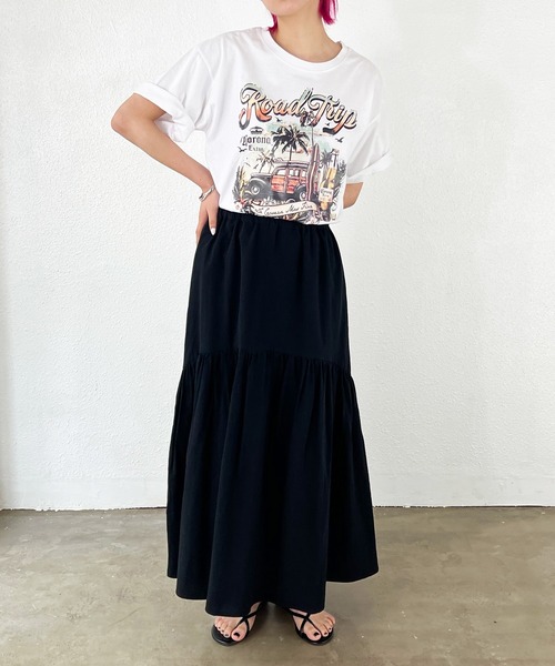 Shelly island(シェリーアイランド)の「ラウンドギャザーロングスカート(スカート・レディース・ホワイト/ブラック/レッド/ライトホワイト・M)」の7枚目の写真