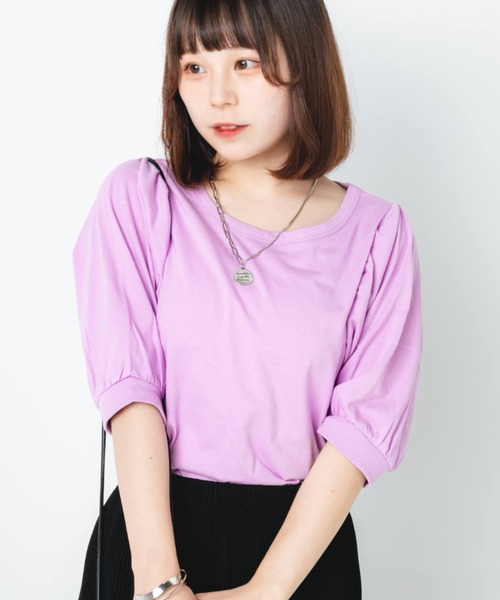 nemne store(ネンネストア)の「袖ボリュームプルオーバー(Tシャツ/カットソー・レディース・ブラウン/オフホワイト/ピンク・フリー)」の12枚目の写真