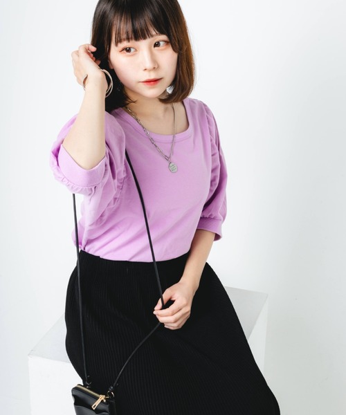 nemne store(ネンネストア)の「袖ボリュームプルオーバー(Tシャツ/カットソー・レディース・ブラウン/オフホワイト/ピンク・フリー)」の10枚目の写真