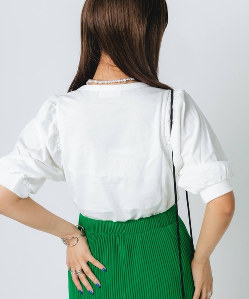 nemne store(ネンネストア)の「袖ボリュームプルオーバー(Tシャツ/カットソー・レディース・ブラウン/オフホワイト/ピンク・フリー)」の13枚目の写真