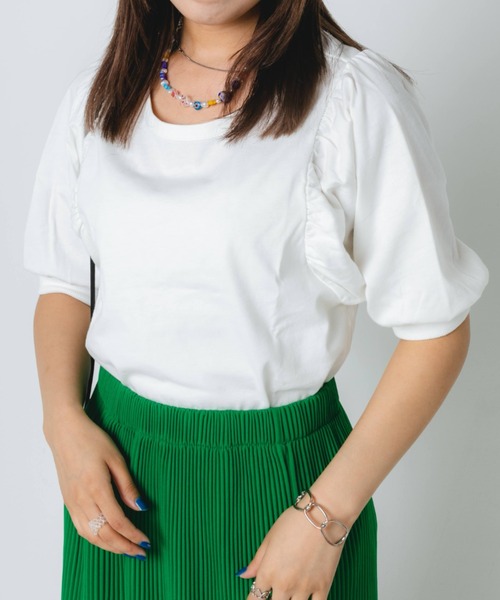 nemne store(ネンネストア)の「袖ボリュームプルオーバー(Tシャツ/カットソー・レディース・ブラウン/オフホワイト/ピンク・フリー)」の7枚目の写真