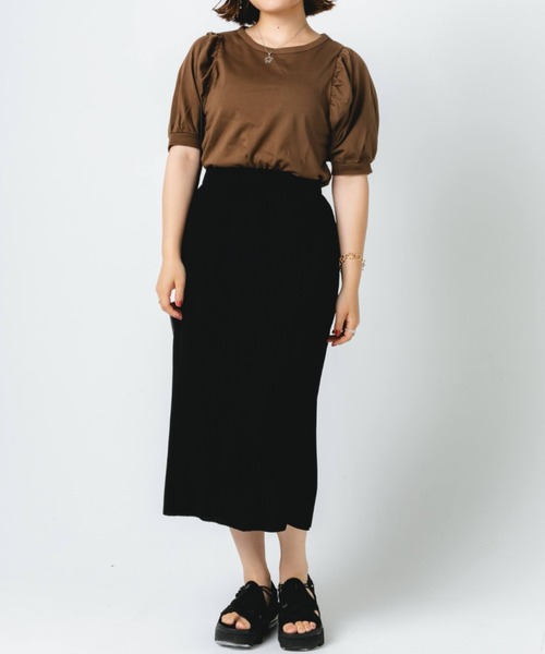 nemne store(ネンネストア)の「袖ボリュームプルオーバー(Tシャツ/カットソー・レディース・ブラウン/オフホワイト/ピンク・フリー)」の8枚目の写真