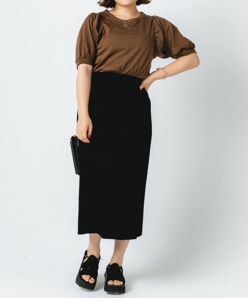 nemne store(ネンネストア)の「袖ボリュームプルオーバー(Tシャツ/カットソー・レディース・ブラウン/オフホワイト/ピンク・フリー)」の5枚目の写真