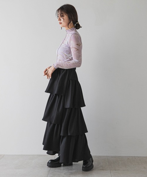 rectangle（レクタングル）の「マーブルシアートップス（Tシャツ/カットソー・レディース・ベージュ/ラベンダー・FREE）」の4枚目の写真