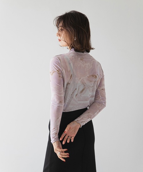 tシャツ マーブルプリントシアートップス レディース Lui's tシャツ マーブルプリントシアートップス レディース