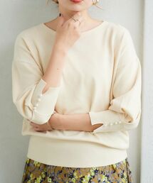 le.coeur blanc | 袖口パール釦付きドルマンシルエットニット(ニット/セーター)