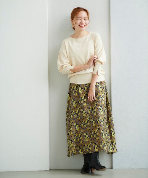 le.coeur blanc（ルクールブラン）の「袖口パール釦付きドルマンシルエットニット（ニット/セーター・レディース・ブラック/アイボリー/キャメル/ホワイト系その他2・38）」の6枚目の写真